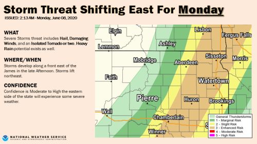 Enhanced storm risk today over northeastern South Dakota  (Audio)