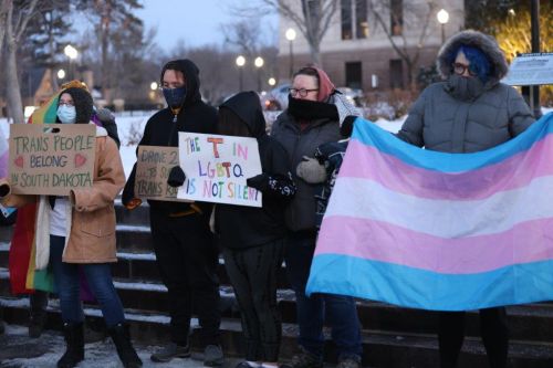 Small LGBTQ group protests outside South Dakota Capitol as birth certificate bill is defeated  (Audio)