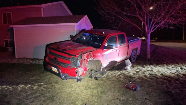 Watertown man arrested for DUI after crashing pickup into yard of residence