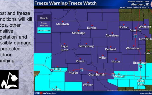 Freeze Warning posted for KWAT listening area!  (Audio)
