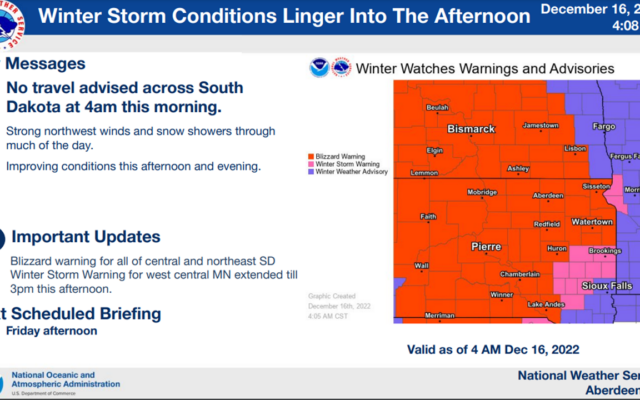 FRIDAY UPDATE: Blizzard Warning extended until 3 o’clock today (Audio)