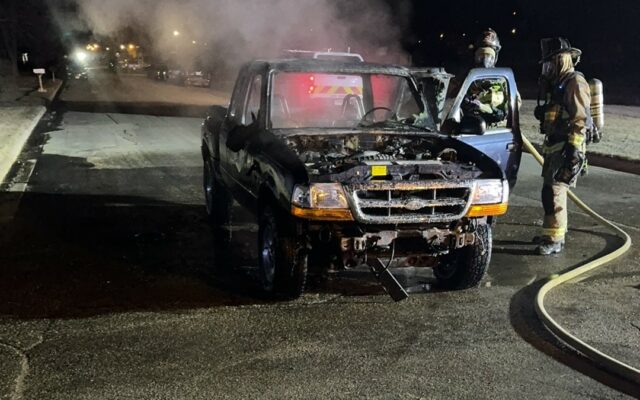 Pickup destroyed by fire; Watertown police make arrest